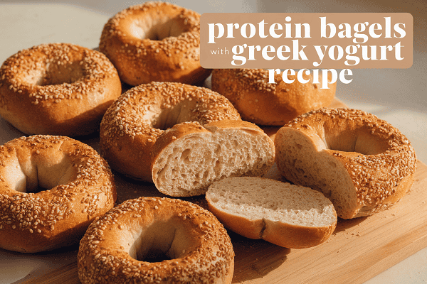Delicious homemade protein bagels topped with sesame seeds, perfect for a healthy breakfast or snack.