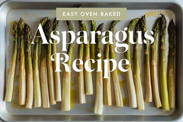 Delicious oven baked asparagus spears on a baking sheet, perfect for healthy side dishes.