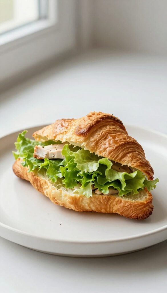 Chicken salad sandwich on a toasted croissant