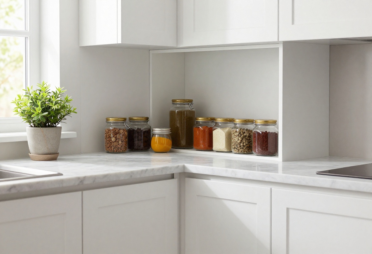Modern kitchen corner cabinet with pull-out lazy Susan organizer