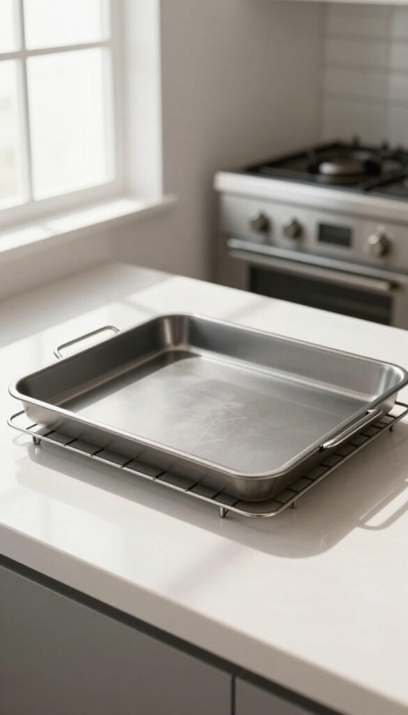 Non-stick oven rack liner on a clean oven rack in a bright kitchen
