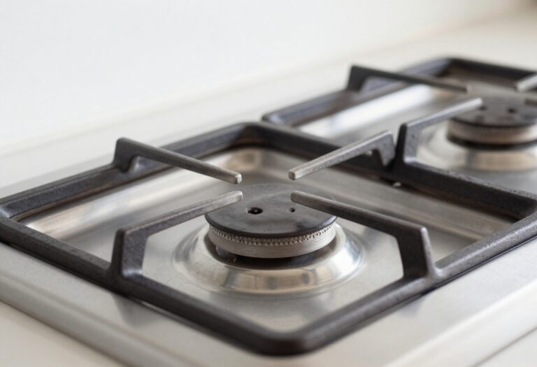 Clean shiny stove grate on a modern stove