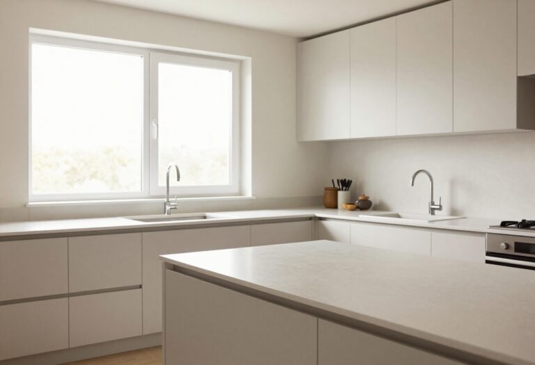 Clean kitchen with organized countertops and natural light