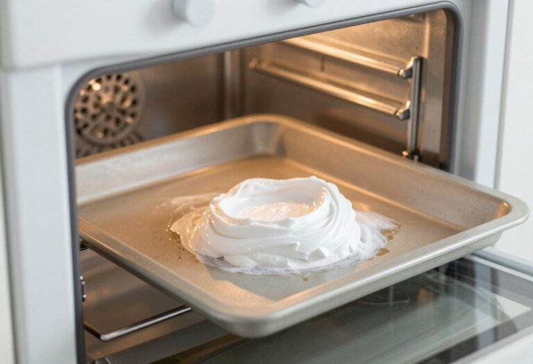Applying baking soda paste to clean an oven interior