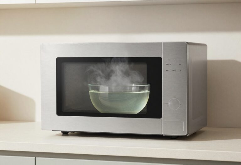 Clean microwave interior with lemon water steam cleaning