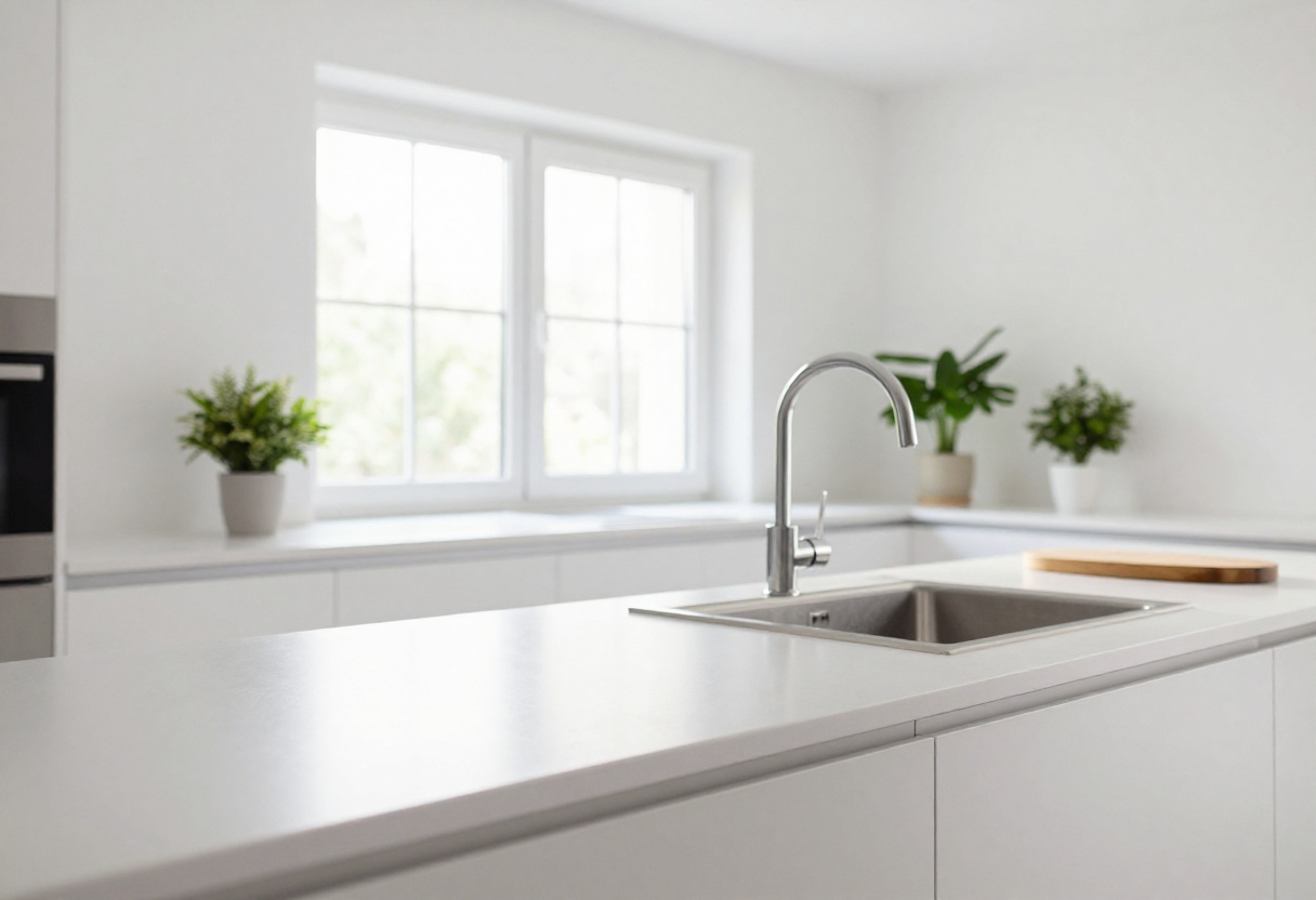 Clean kitchen with organized countertops and natural light