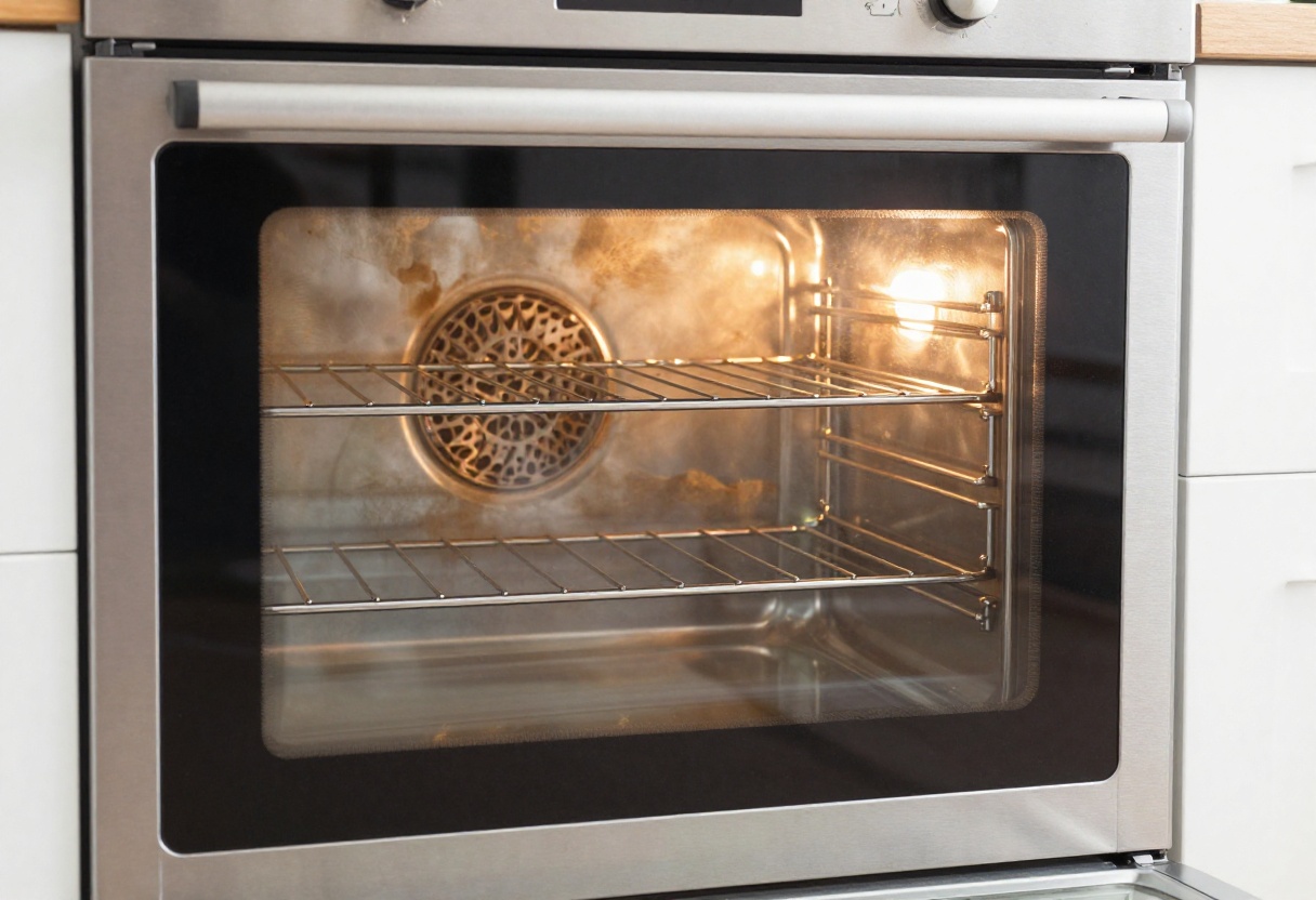 Clean oven interior after cleaning baked-on messes