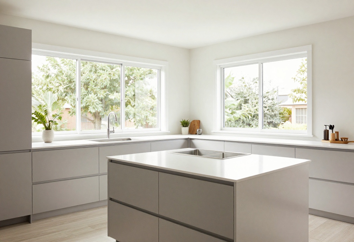 Bright and clean modern kitchen with organized countertops and natural light
