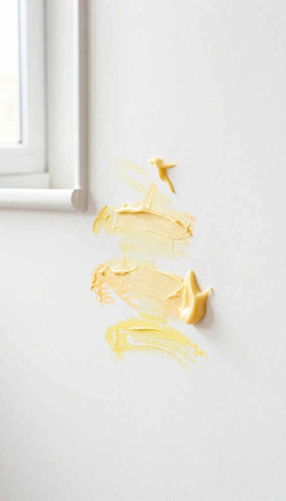 Applying mayonnaise to crayon marks on a white wall to remove them