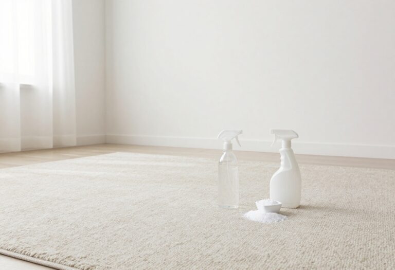 Carpet cleaning supplies on a clean carpet