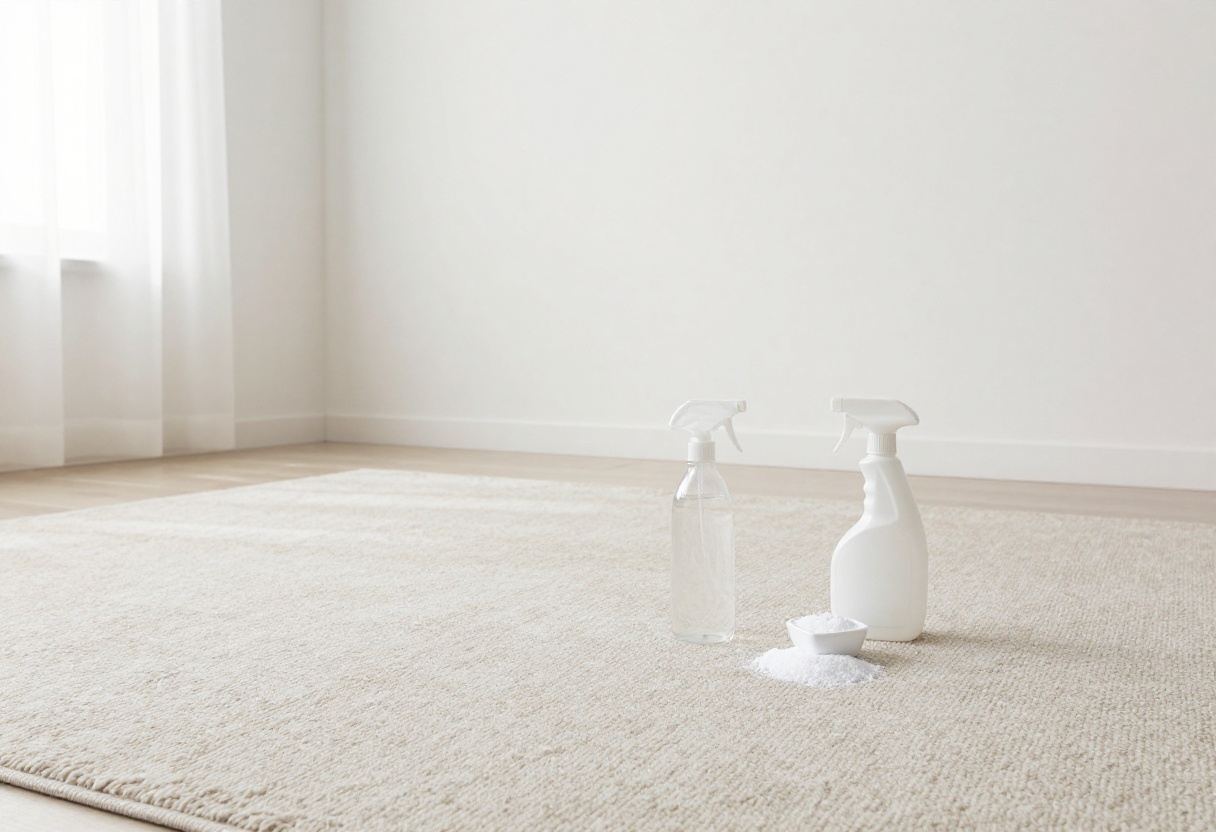 Carpet cleaning supplies on a clean carpet