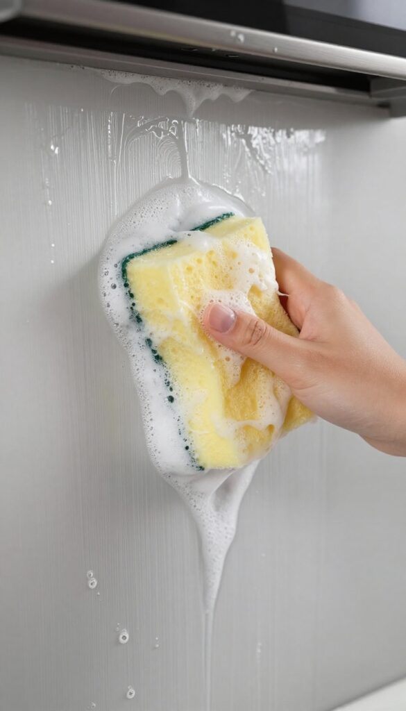 Cleaning oven walls with dishwasher pod lather