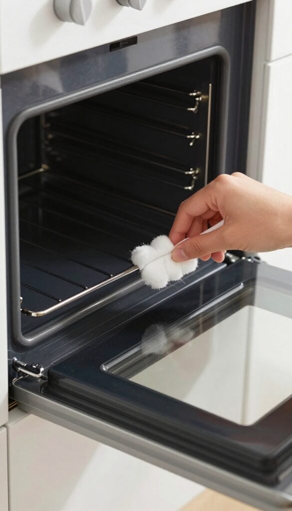 Cleaning oven door gasket with cotton swab