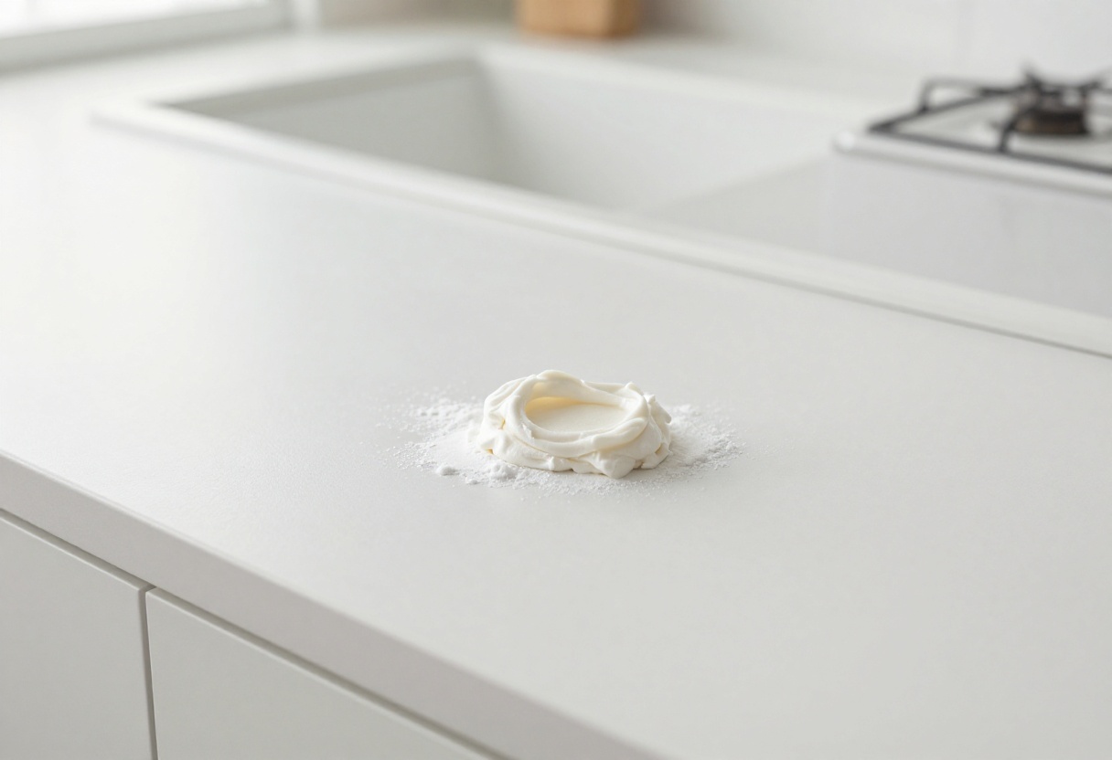 Applying baking soda paste to clean a greasy oven interior