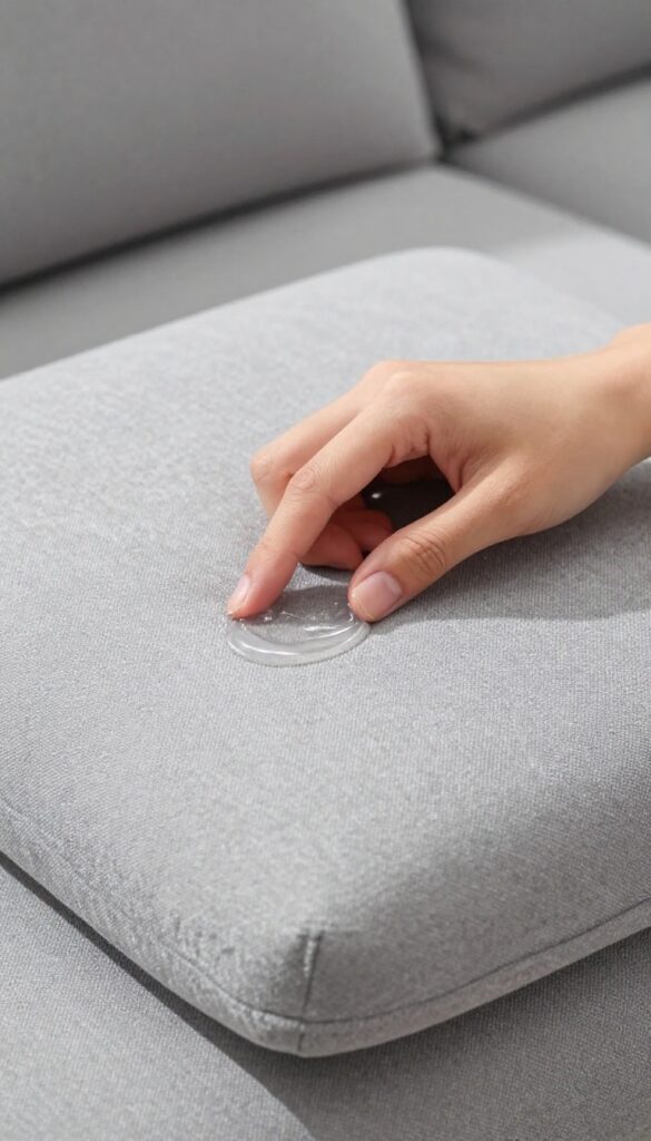 Testing cleaner on hidden area of microfiber couch