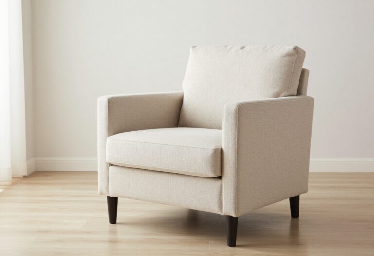 Clean upholstered armchair in a living room