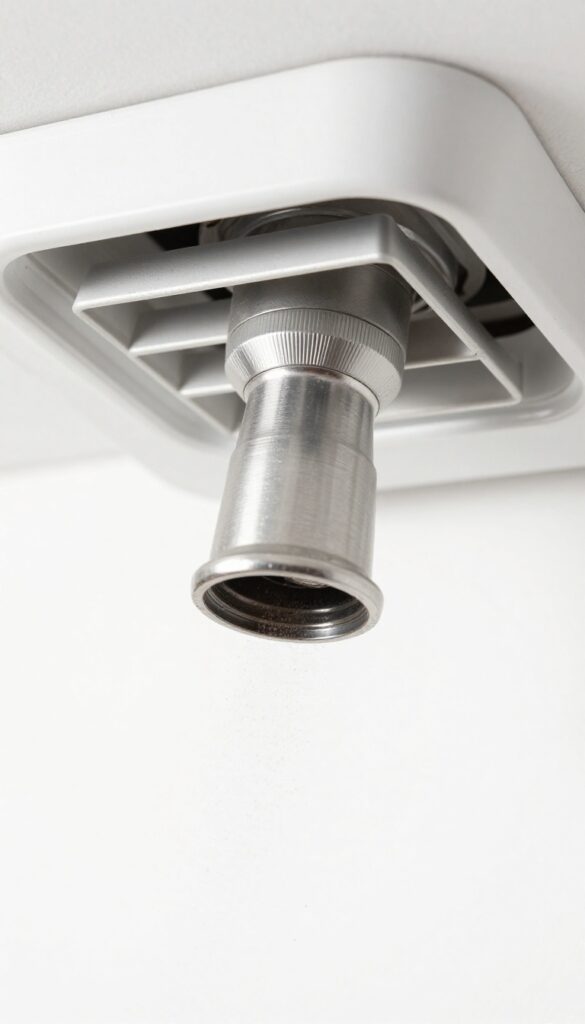 Using a compressed air blower to clean deep inside an air vent