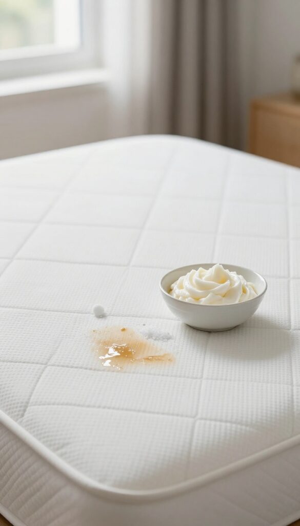 Cleaning sweat stain on mattress with salt and lemon paste