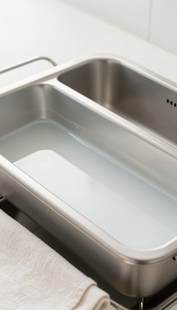 Applying coconut oil to clean oven interior for non-stick protection