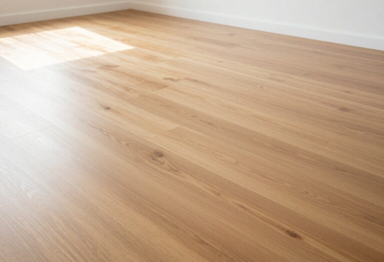 Clean hardwood floor with a warm shine in a sunlit living room