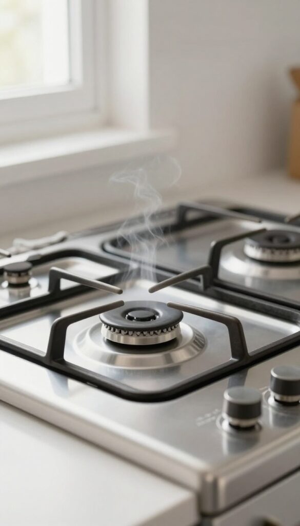 Clean gas stove with microfiber cloth after wiping down