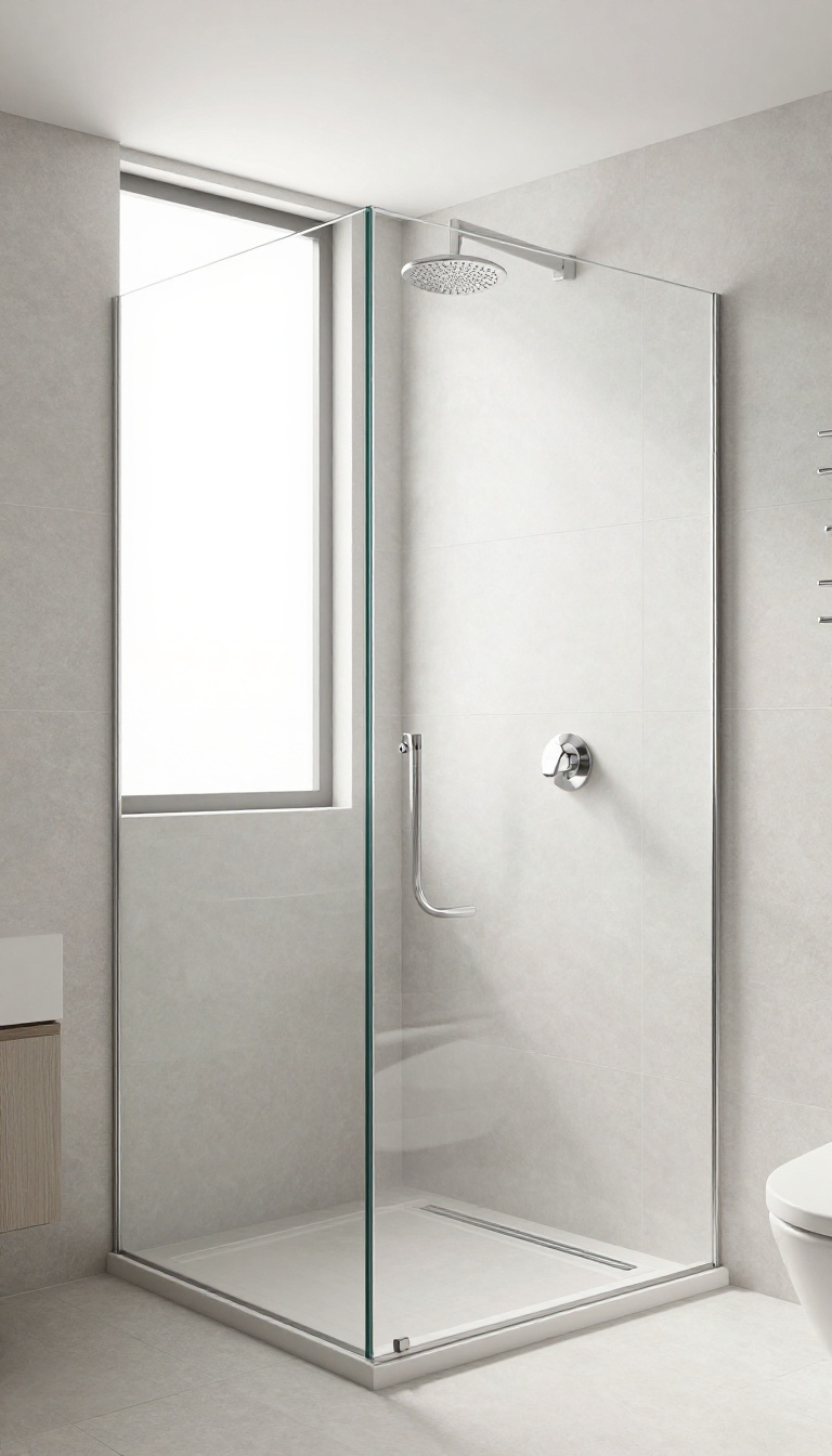 Modern bathroom with a curbless shower and a sleek linear drain, demonstrating a minimalist and seamless look.