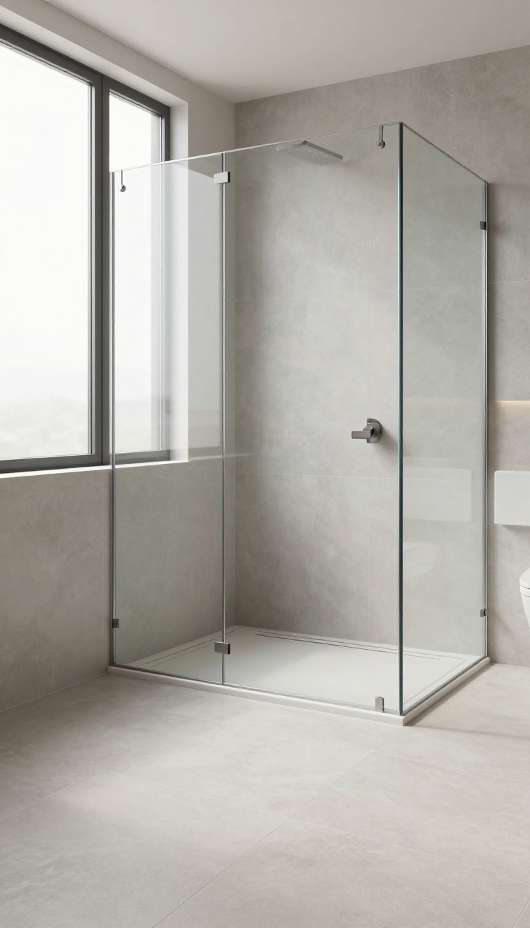 Curbless walk-in tile shower with seamless floor transition and linear drain