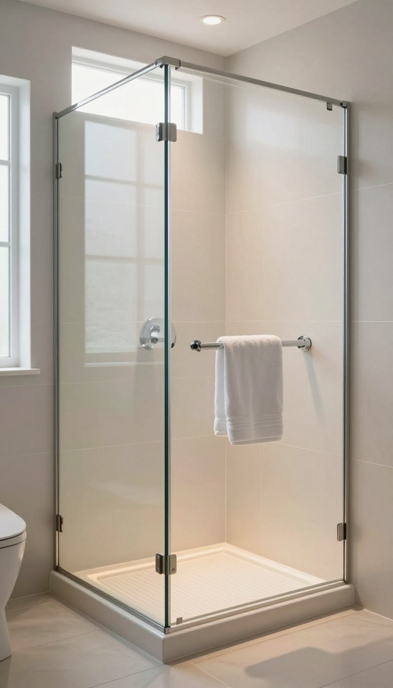 Modern walk-in shower with heated floor, showcasing cozy and comfortable bathroom design
